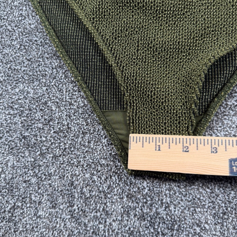 Beach Riot Free People Bikini Set XL Olive Green Metallic Tie Front High Waist - Picture 8 of 12